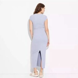 NWT XL Wild Fable Ribbed Maxi Dress, Slit, Short-Sleeve, Acid Washed Blue / Gray